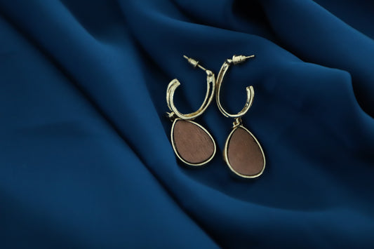 Teardrop Charm Earrings – Gold & Mocha