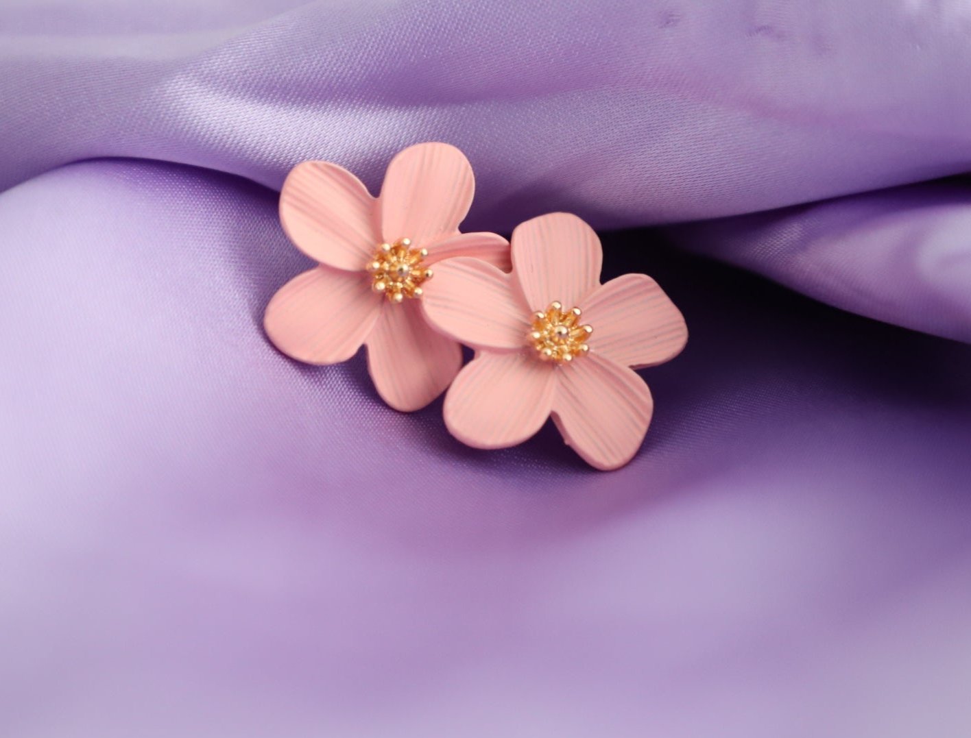 Pink flower studs